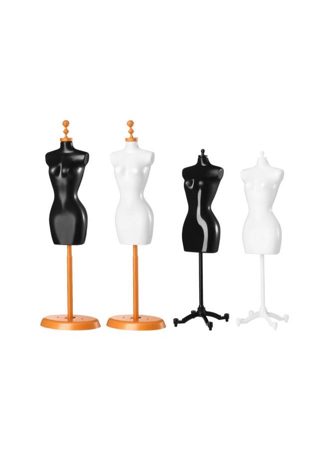 silvercnc 4pcs Doll Cloth Gown Display Support Holder Mini Mannequin Model Stand Plastic Display Support Holder for Doll