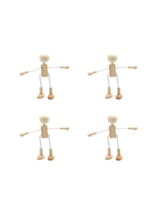 silvercnc 4Pcs Unfinished Wooden Peg Doll Adjustable Wood Peg People Doll Robot Paintable Bodies Figures for DIY Arts Crafts Peg Game Party Favor Kids Gifts