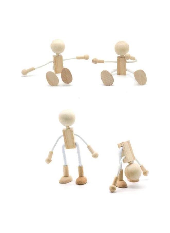 silvercnc 4Pcs Unfinished Wooden Peg Doll Adjustable Wood Peg People Doll Robot Paintable Bodies Figures for DIY Arts Crafts Peg Game Party Favor Kids Gifts