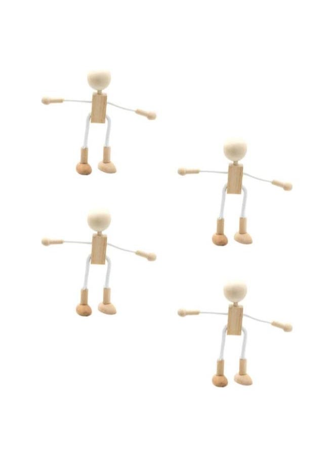 silvercnc 4Pcs Unfinished Wooden Peg Doll Adjustable Wood Peg People Doll Robot Paintable Bodies Figures for DIY Arts Crafts Peg Game Party Favor Kids Gifts