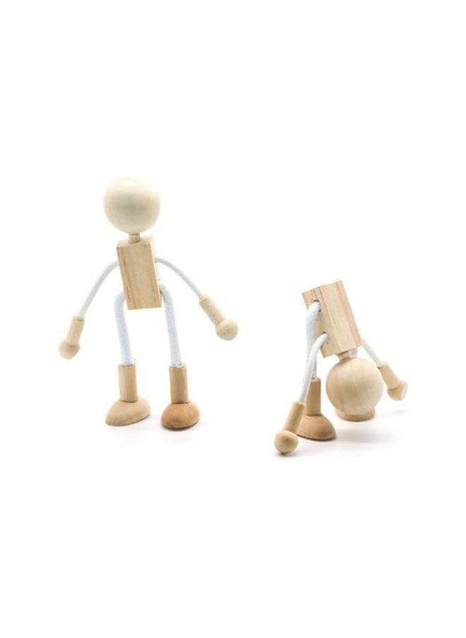 silvercnc 4Pcs Unfinished Wooden Peg Doll Adjustable Wood Peg People Doll Robot Paintable Bodies Figures for DIY Arts Crafts Peg Game Party Favor Kids Gifts