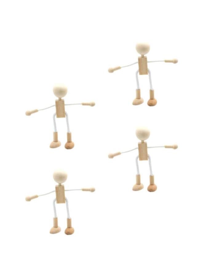 silvercnc 4Pcs Unfinished Wooden Peg Doll Adjustable Wood Peg People Doll Robot Paintable Bodies Figures for DIY Arts Crafts Peg Game Party Favor Kids Gifts