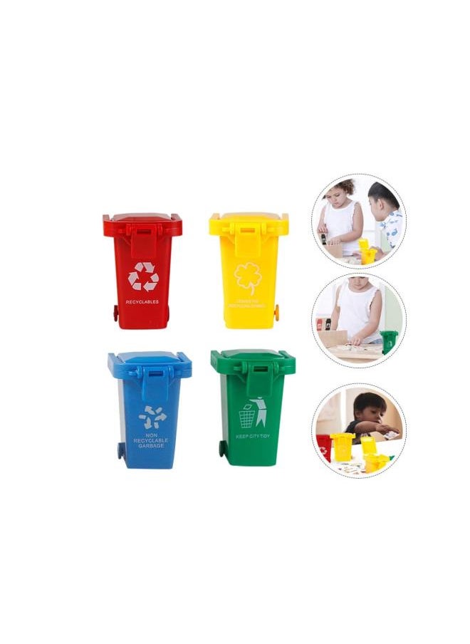 silvercnc Small Garbage Truck 4Pcs Miniature Trash Can， Garbage Truck Toys Trash Truck Trash Truck Toys for Boys Toy Garbage Truck Toy Trash Can Early Educational Teaching Aids Garbage Truck Toys