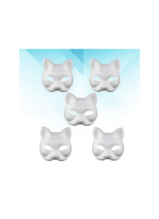 silvercnc 5pcs White Masks DIY Unpainted Cat Half Face Masks Animal Plain Masquerade Masks for Kids Decorating Craft Party Favors