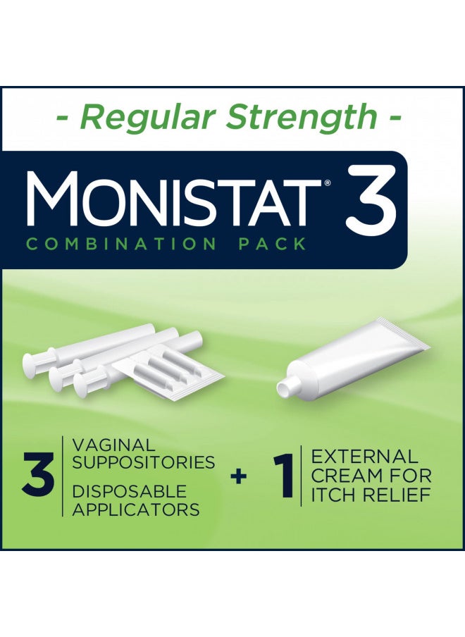 Monistat 3-Day Yeast Infection Treatment Suppositories + Itch Relief Cream, 7 Piece Set