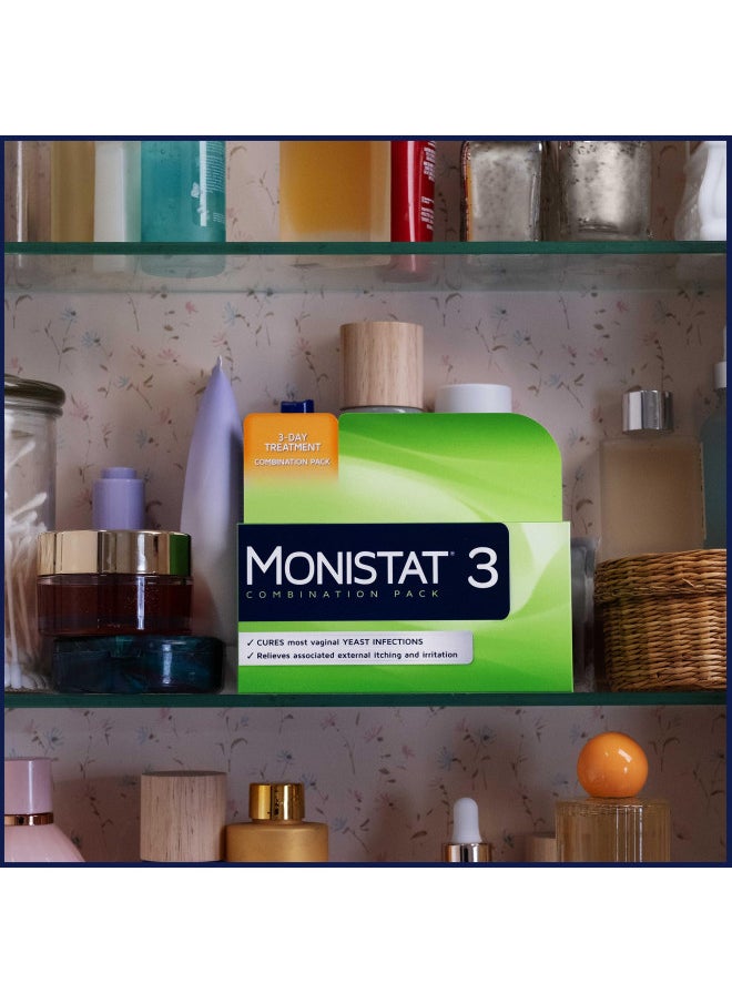 Monistat 3-Day Yeast Infection Treatment Suppositories + Itch Relief Cream, 7 Piece Set