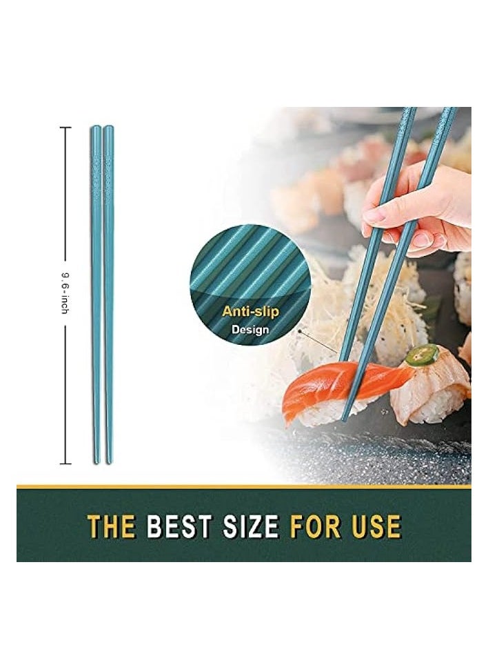 Chopsticks, 10 Pairs Multicolor Reusable Chopsticks Dishwasher Safe, Non-Slip Chop Sticks Gift Set Japanese Style, Dishwasher Safe, 24.4cm