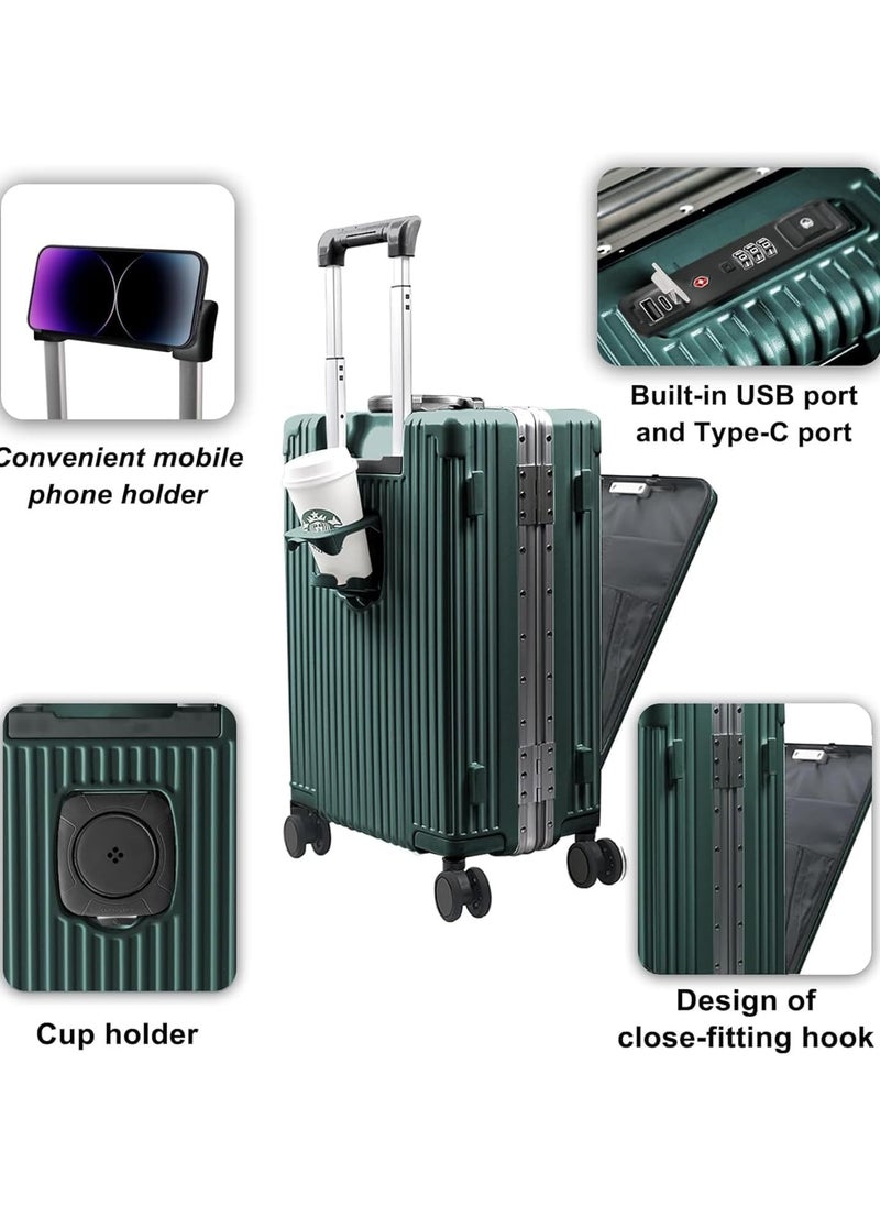 Travel Luggage Carry-on, Lightweight Fashion Trolley with Spinner Wheels, Suitcase with Open Laptop Compartment for Unisex Adults