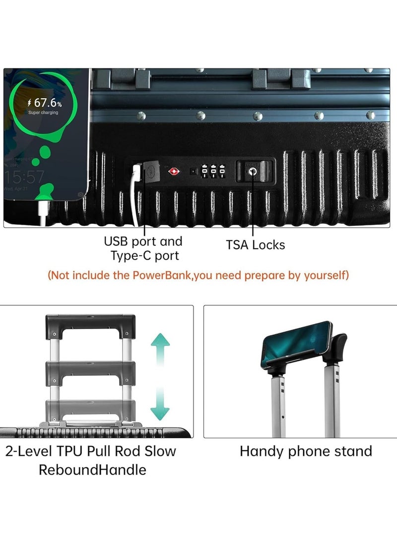 Travel Luggage Carry-on, Lightweight Fashion Trolley with Spinner Wheels, Suitcase with Open Laptop Compartment for Unisex Adults