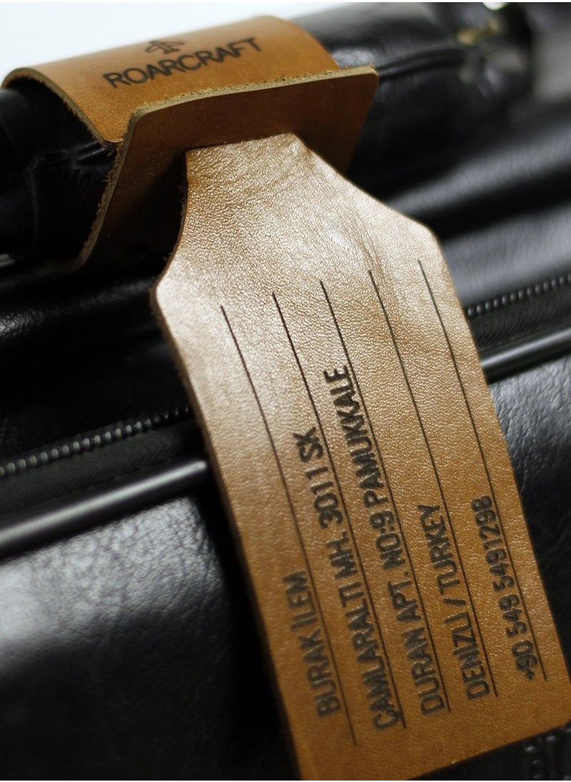 Leather Luggage Tag - Personalized Name Engraving, Durable & Stylish Travel Accessory