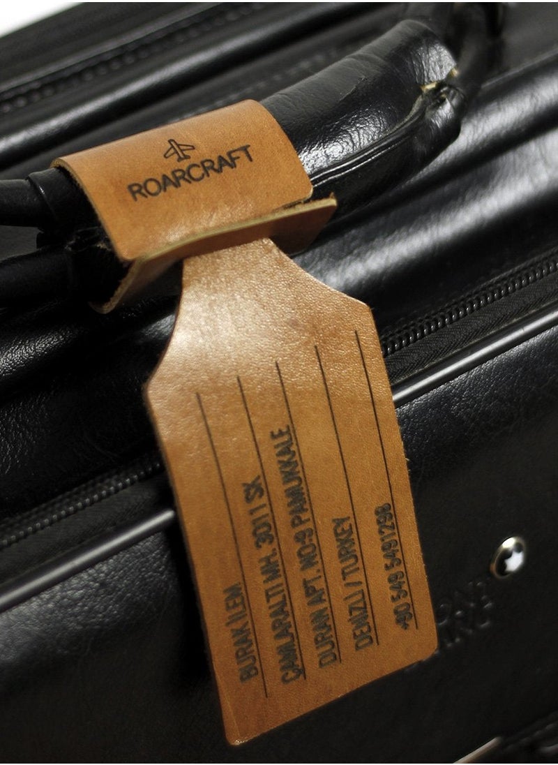 Leather Luggage Tag - Personalized Name Engraving, Durable & Stylish Travel Accessory