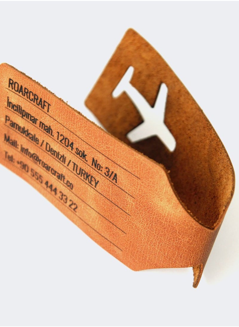 Leather Luggage Tag - Personalized Name Engraving, Durable & Stylish Travel Accessory