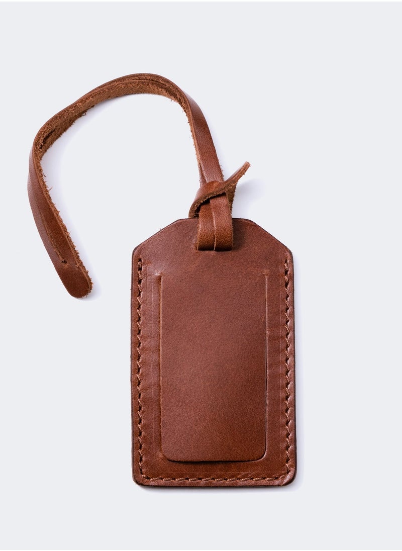 Leather Luggage Tag with Cover - Elegant Design, Durable Strap, 12x6cm Label