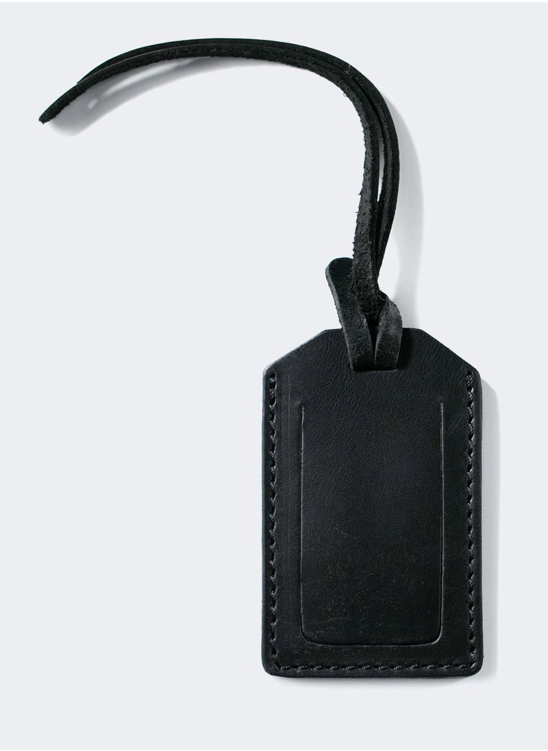 Leather Luggage Tag with Cover - Elegant Design, Durable Strap, 12x6cm Label