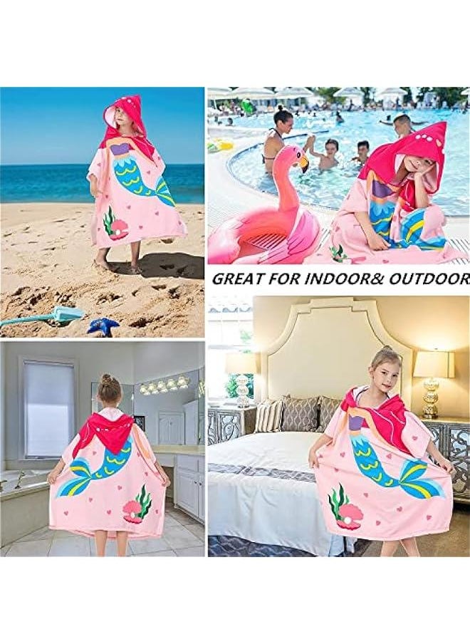 Hooded Microfiber Towel for 1-6 Year Olds - Soft Bathrobe for Girls Swimming, Beach, and Pool Activities