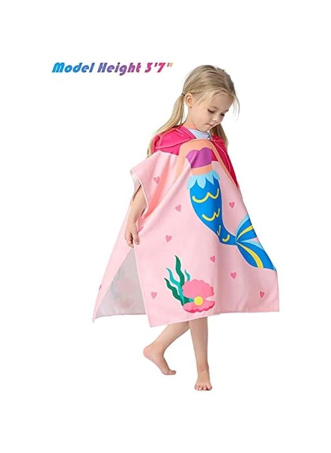 Hooded Microfiber Towel for 1-6 Year Olds - Soft Bathrobe for Girls Swimming, Beach, and Pool Activities