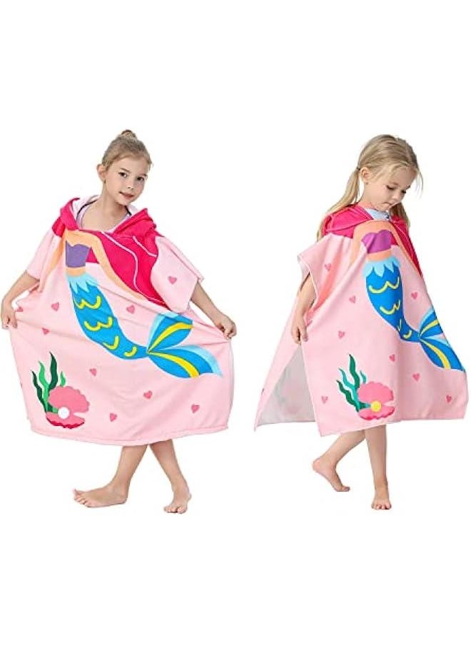 Hooded Microfiber Towel for 1-6 Year Olds - Soft Bathrobe for Girls Swimming, Beach, and Pool Activities