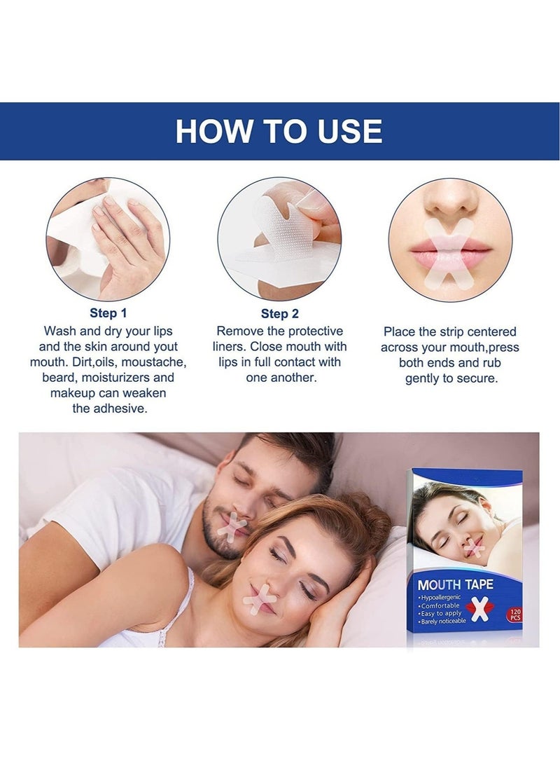 Mouth Tape Helps Against Snoring and Develops Nasal Breathing Habits Less Mouth Breathing Mouth Plaster Anti Snoring Patch for Improving Sleep Quality Mouth Tape for Sleeping Pack of 120