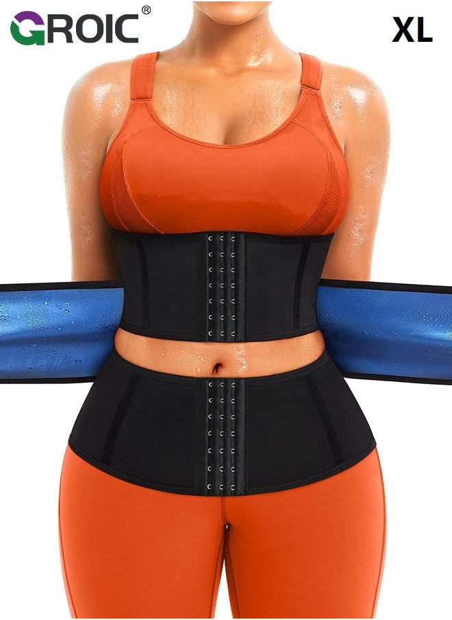 Sweat Band Waist Trainer, Sweat Steam Waist Belt, Sweat Belt for Weight Loss, Stomach Wraps, Waist Trimmer with Pocket, Sauna Suit Slimming Waist Belly Belt Band, Sports Gym Home Waist Trainer, XL