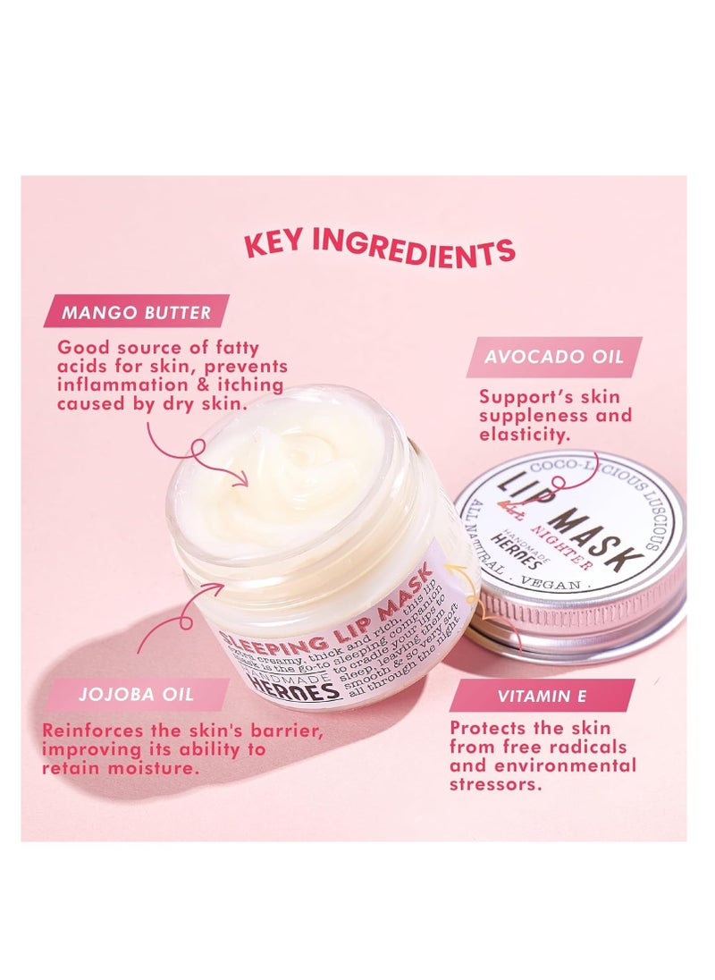 100% Natural Lip Butter Sleeping Lip Mask, Overnight Lip Moisturizer and Conditioner for Dry Lips. Intensive Lip Balm and Lip Therapy Skin Care with Mango butter (Original All Nighter)