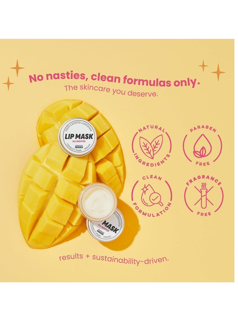 100% Natural Lip Butter Sleeping Lip Mask, Overnight Lip Moisturizer and Conditioner for Dry Lips. Intensive Lip Balm and Lip Therapy Skin Care with Mango butter (Original All Nighter)