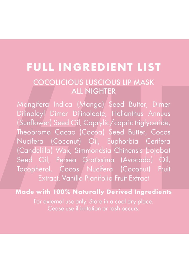 100% Natural Lip Butter Sleeping Lip Mask, Overnight Lip Moisturizer and Conditioner for Dry Lips. Intensive Lip Balm and Lip Therapy Skin Care with Mango butter (Original All Nighter)