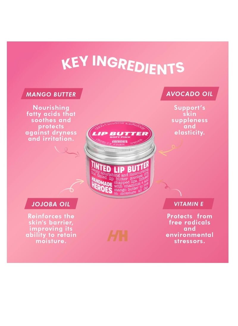 100% Natural Tinted Lip Butter Sleeping Lip Mask, Clean Petroleum free Lip Moisturizer and Conditioner for Dry Lips. Intensive Lip Balm and Lip Therapy Skin Care with Mango butter (Light Pink)