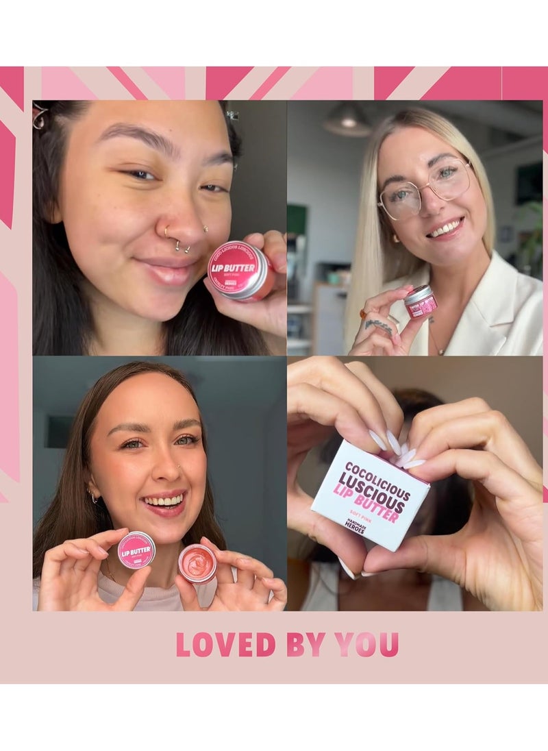 100% Natural Tinted Lip Butter Sleeping Lip Mask, Clean Petroleum free Lip Moisturizer and Conditioner for Dry Lips. Intensive Lip Balm and Lip Therapy Skin Care with Mango butter (Light Pink)