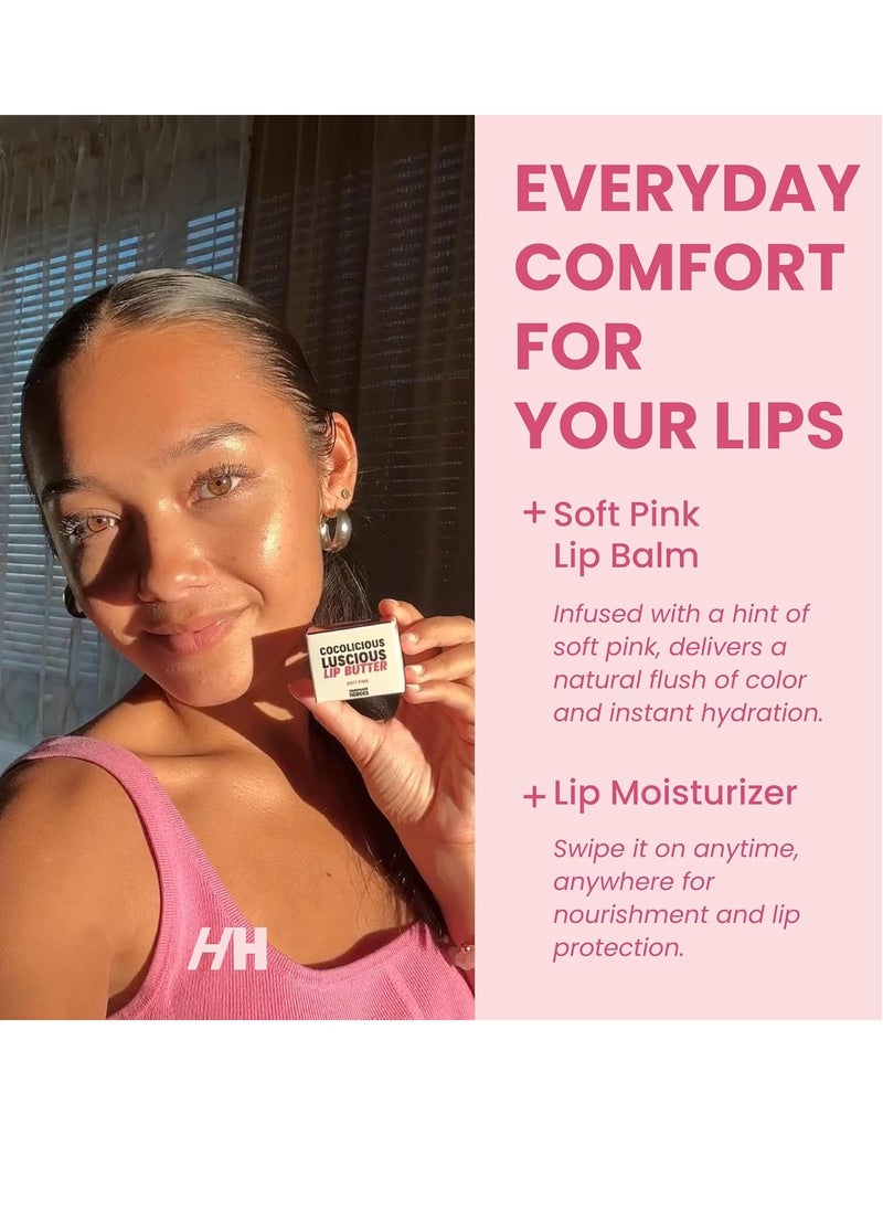 100% Natural Tinted Lip Butter Sleeping Lip Mask, Clean Petroleum free Lip Moisturizer and Conditioner for Dry Lips. Intensive Lip Balm and Lip Therapy Skin Care with Mango butter (Light Pink)