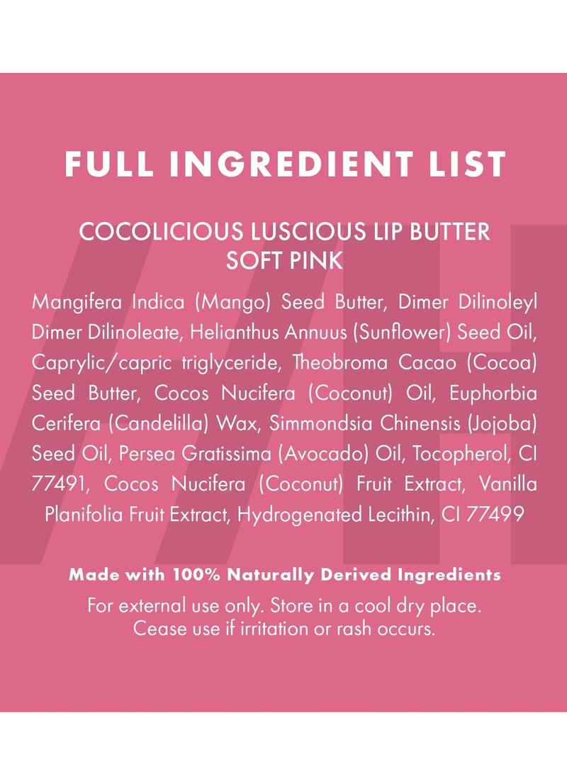 100% Natural Tinted Lip Butter Sleeping Lip Mask, Clean Petroleum free Lip Moisturizer and Conditioner for Dry Lips. Intensive Lip Balm and Lip Therapy Skin Care with Mango butter (Light Pink)