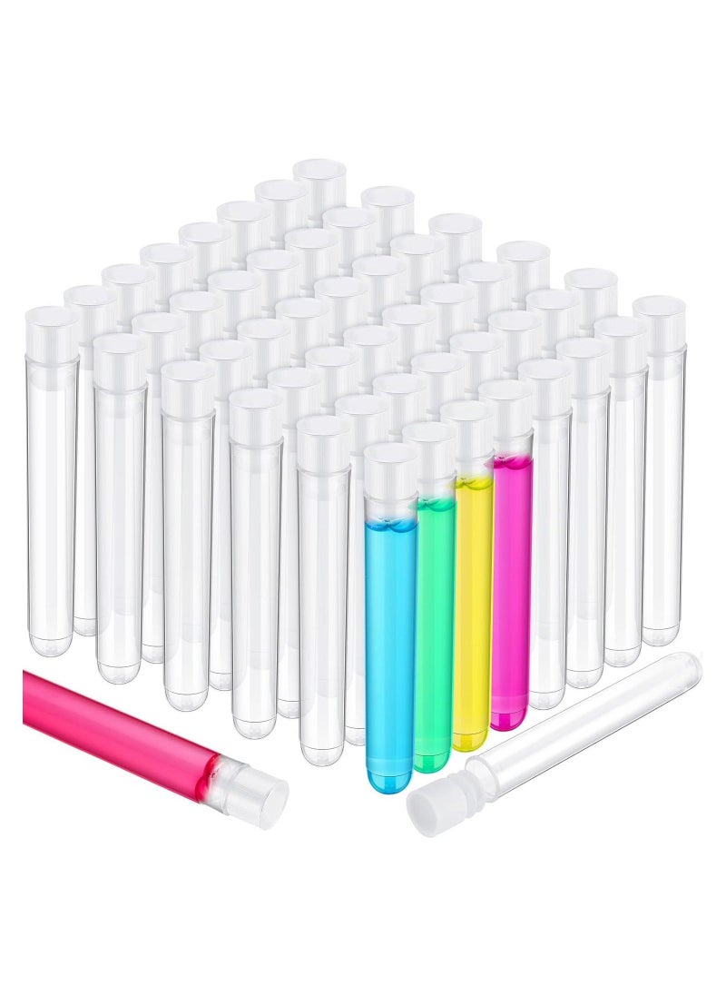 100 Pcs Clear Test Tubes with Lids Plastic Tube Plastic Vials for Scientific Experiments Party Supplies Birthday Candy Storage Seed Beads Powder Spice Liquid (White Lid,12 x 75 mm)