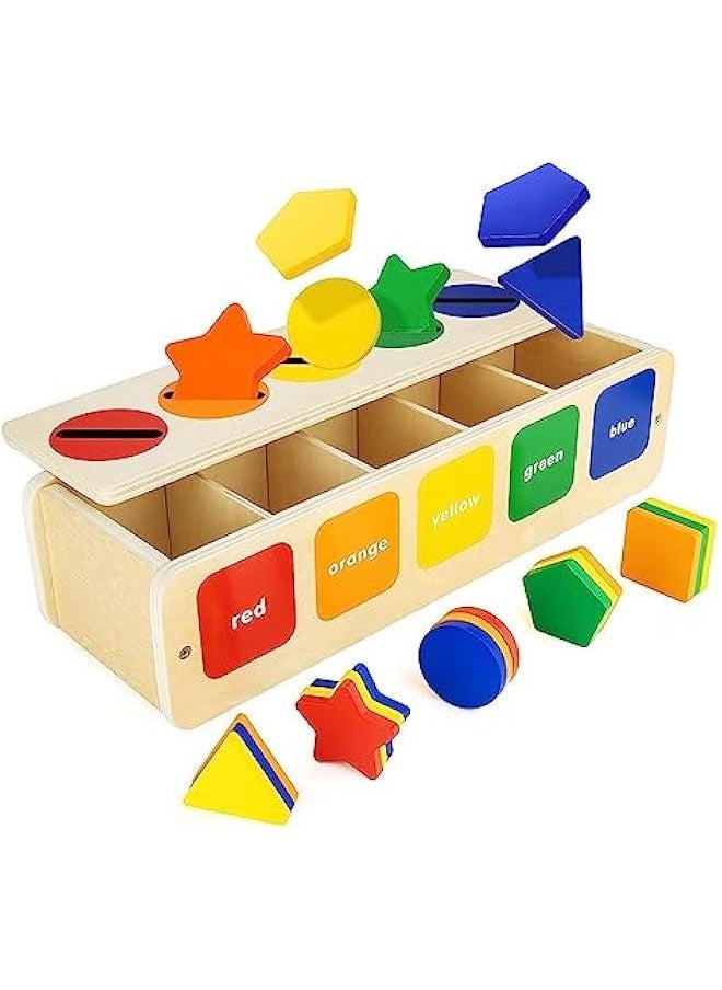 Toddlers Montessori Wooden Toy for 1 2 3 Year Old Boys Girls, Shape Sorting and Color Matching Box Toy for Toddlers,Baby, Early Learning Toy for Recognizing Shape and Color