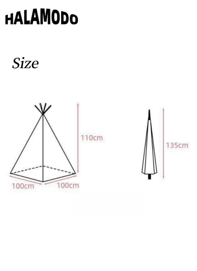 Kids Teepee Tent Foldable & Portable Canvas Tent Campfire Toy Made of Washable Natural Cotton Canvas Material Ideal Indoor & Outdoor Playhouse for Toddlers & Girls & Boys