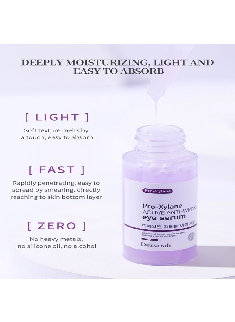 DEleventh Korean Brand Pro-Xylane Active Anti-Wrinkle Eye Serum 30ml / Anti-Aging, Reduces Puffiness, Dark Circles, & Firms Skin, Hydrating, Brightening, and Revitalizing Formula for Youthful Eyes