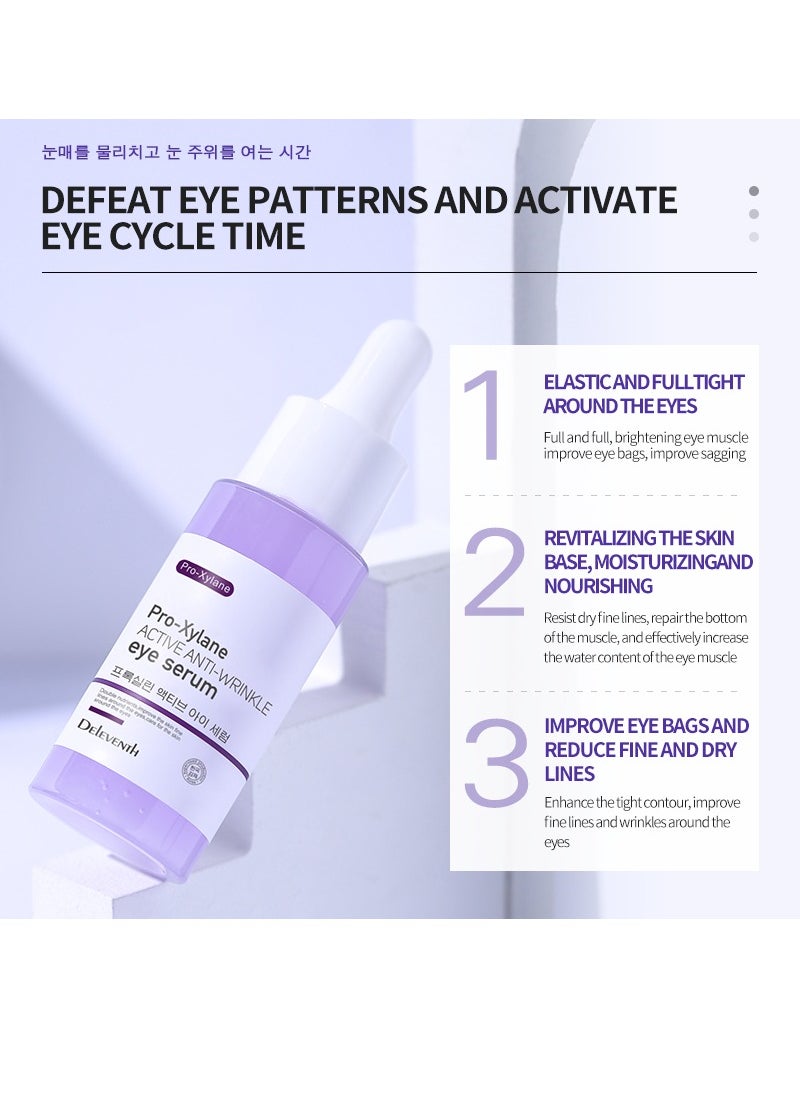 DEleventh Korean Brand Pro-Xylane Active Anti-Wrinkle Eye Serum 30ml / Anti-Aging, Reduces Puffiness, Dark Circles, & Firms Skin, Hydrating, Brightening, and Revitalizing Formula for Youthful Eyes