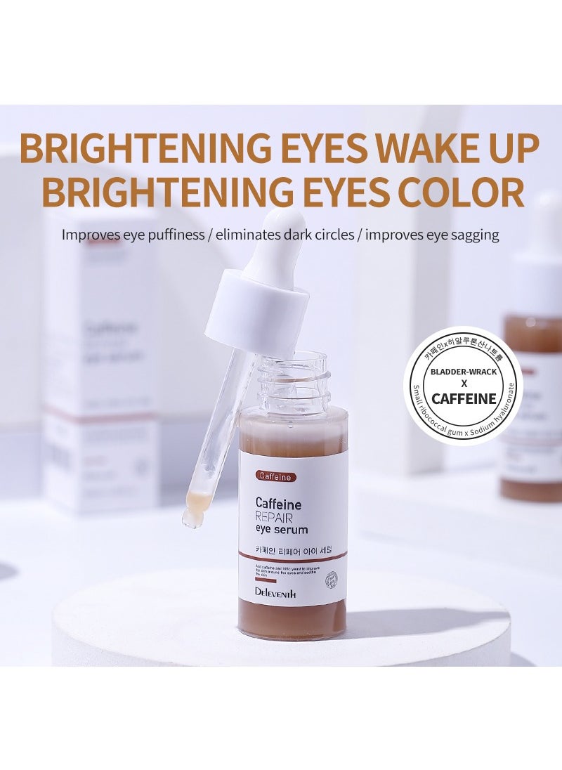 DEleventh Korean Brand Caffeine Repair Eye Serum 30ml / with Vitamin E, Anti-Oxidation, Fade Fine Lines, Reduce Puffiness and Dark Circles, Firm and Hydrate Delicate Eye Area