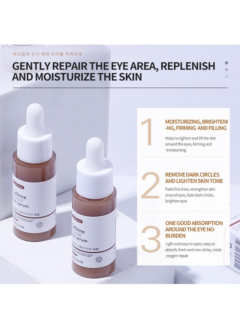 DEleventh Korean Brand Caffeine Repair Eye Serum 30ml / with Vitamin E, Anti-Oxidation, Fade Fine Lines, Reduce Puffiness and Dark Circles, Firm and Hydrate Delicate Eye Area