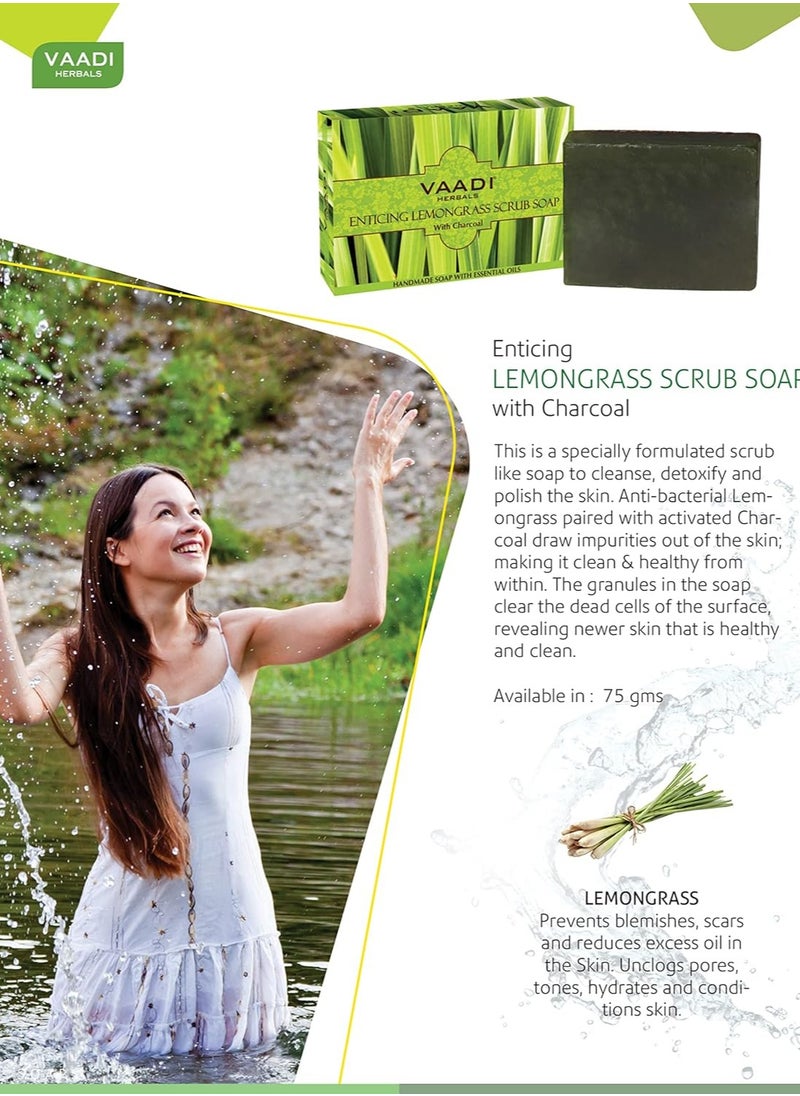 Vaadi Herbals Super Value Enticing Lemongrass Scrub Soap, 75gms x 6