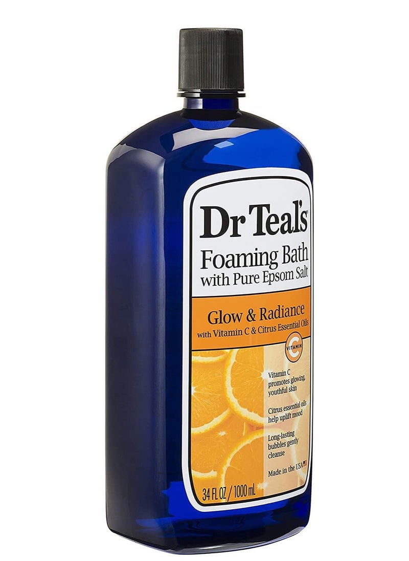 Dr Teal's Foaming Bath Combo Pack (68 fl oz Total), Moisturizing Shea Butter & Almond Oil, and Glow & Radiance with Vitamin C and Citrus Essential Oils