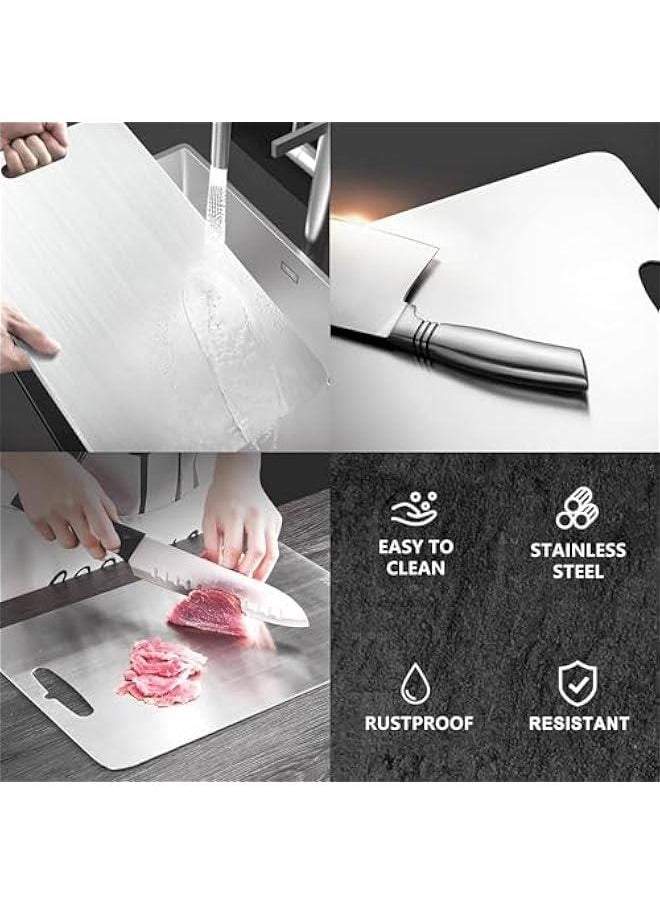 Cutting Board for Kitchen, 304 Stainless Steel Chopping Board Heavy Duty for Meat Cheese Vegetable Fruit (Medium)