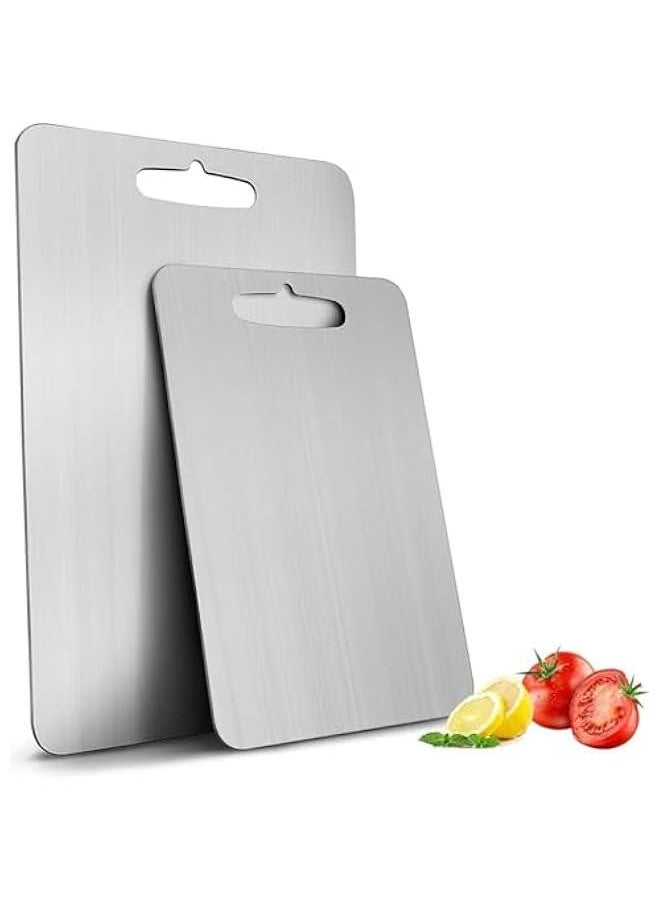 304 Stainless Steel Kitchen Chopping Board, Kitchen Cutting Board, Can Be Hung Cutting Mat, Heavy Duty Non Slip Cutting Boards for Meat and Vegetables, Dishwasher Safe (L（46 * 30 * 0.2cm）)