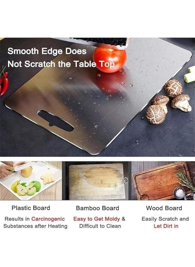 304 Stainless Steel Kitchen Chopping Board, Kitchen Cutting Board, Can Be Hung Cutting Mat, Heavy Duty Non Slip Cutting Boards for Meat and Vegetables, Dishwasher Safe (L（46 * 30 * 0.2cm）)