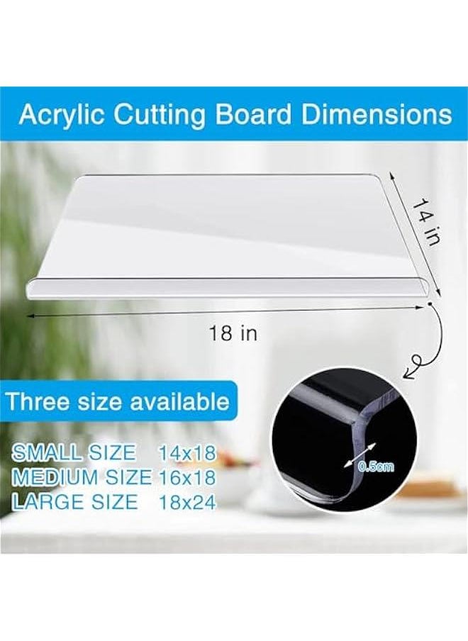 Acrylic Cutting Boards for Kitchen Counter,Clear Cutting Board for Kitchen, Acrylic Anti-Slip Transparent Cutting Board with Lip for Counter Countertop Protector Home Restaurant (35x45cm)