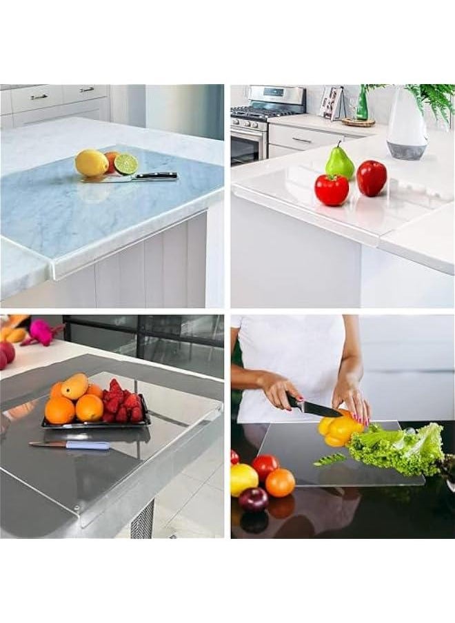 Acrylic Cutting Boards for Kitchen Counter,Clear Cutting Board for Kitchen, Acrylic Anti-Slip Transparent Cutting Board with Lip for Counter Countertop Protector Home Restaurant (35x45cm)