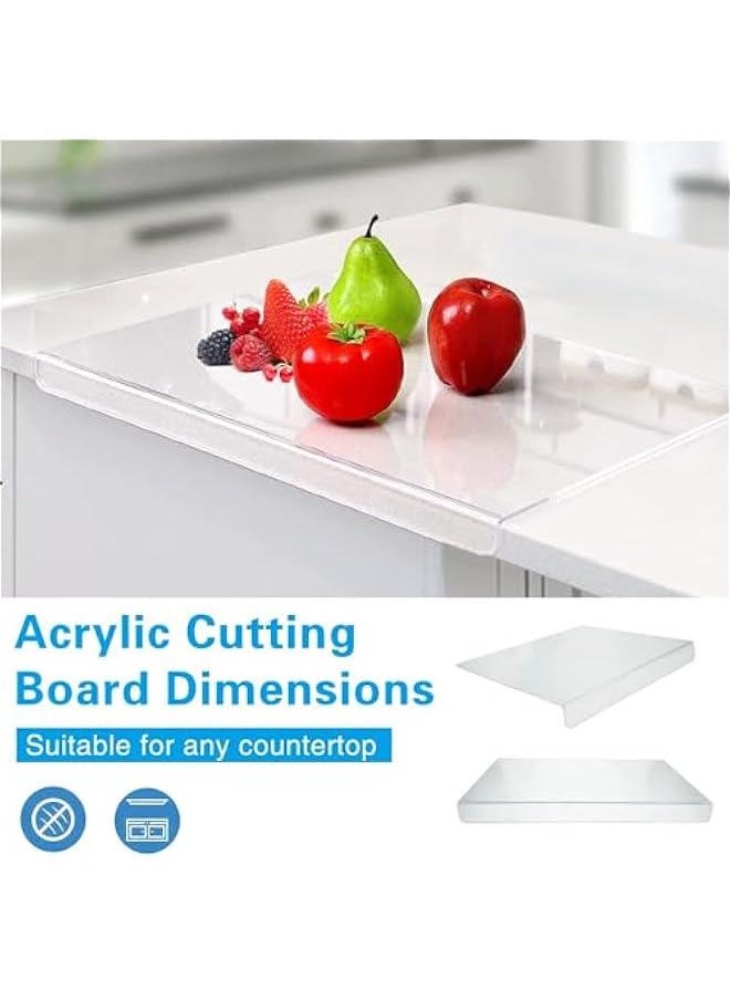 Acrylic Cutting Boards for Kitchen Counter,Clear Cutting Board for Kitchen, Acrylic Anti-Slip Transparent Cutting Board with Lip for Counter Countertop Protector Home Restaurant (35x45cm)