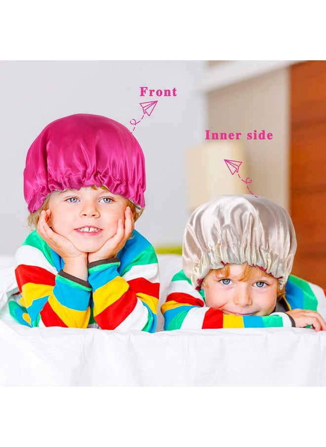 2 Pcs Baby Kids Bonnets Adjustable Bonnet For Kids Toddler Double Layer Satin Bonnet For Sleeping