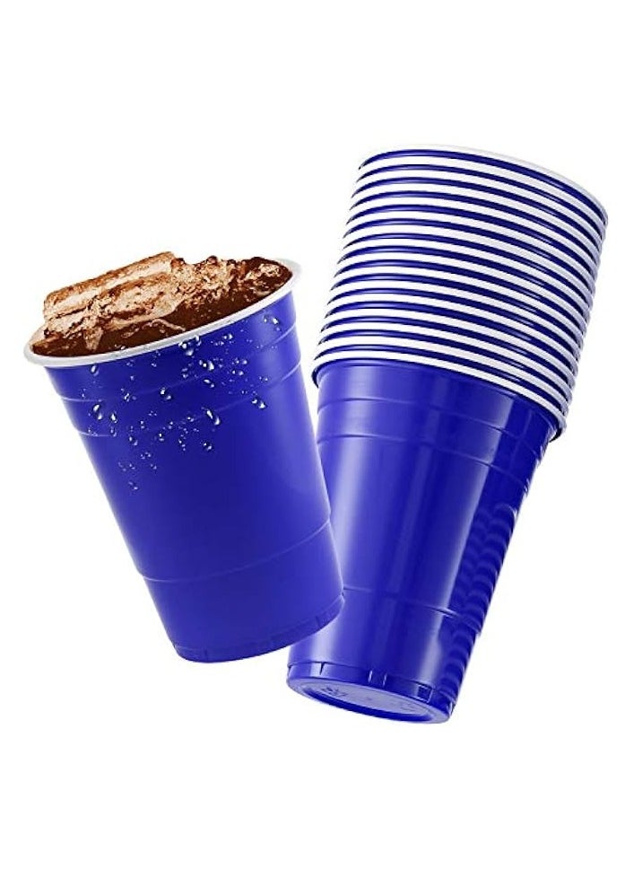 Blue Cups, [50 Pack] 16 oz Disposable Plastic Cup, Big Birthday Party Cups