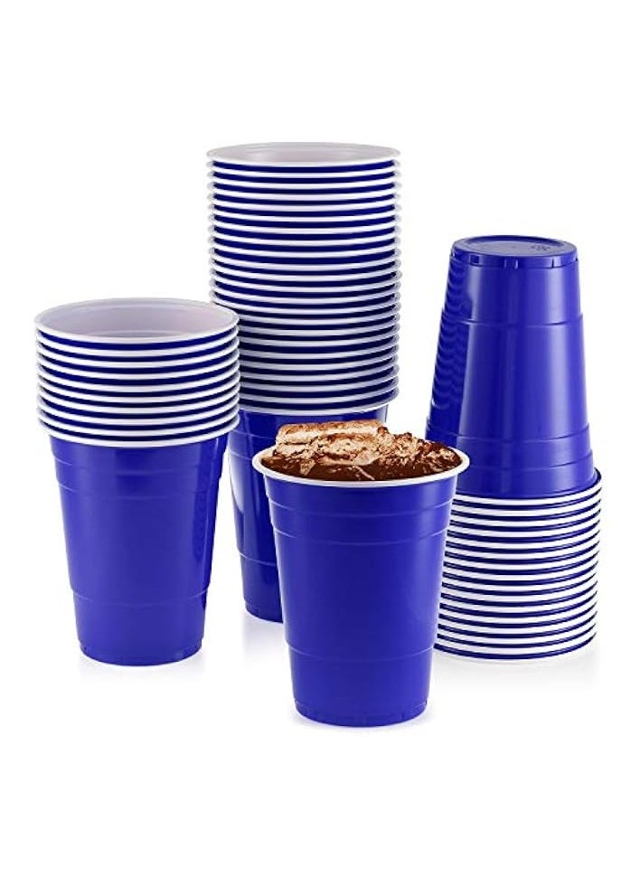 Blue Cups, [50 Pack] 16 oz Disposable Plastic Cup, Big Birthday Party Cups