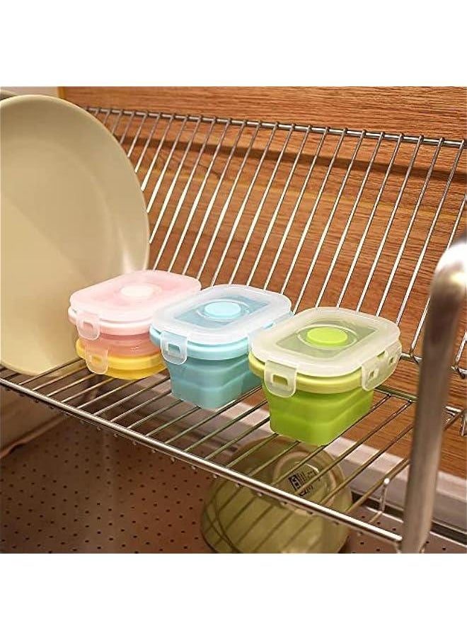 Collapsible Silicone Food Storage Containers with Clip-on Airtight Lids - Set of 4: Space-Saving, Microwave/Fridge/Dishwasher Safe