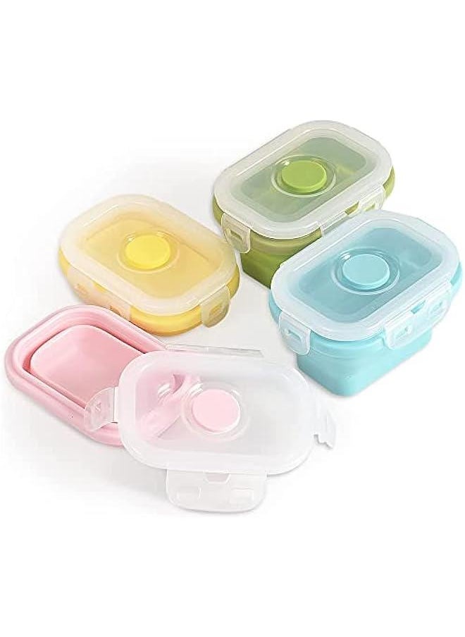 Collapsible Silicone Food Storage Containers with Clip-on Airtight Lids - Set of 4: Space-Saving, Microwave/Fridge/Dishwasher Safe